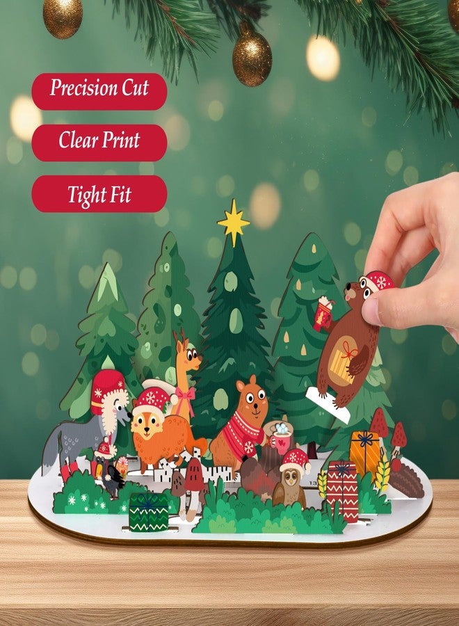 Colingmill Wooden Advent Calendar 2025 Christmas Countdown Gift Set with 25 Gift Envelopes for Table Window Decor Shelves Table Centerpieces Decoration(Woodland Animals) - Image 4